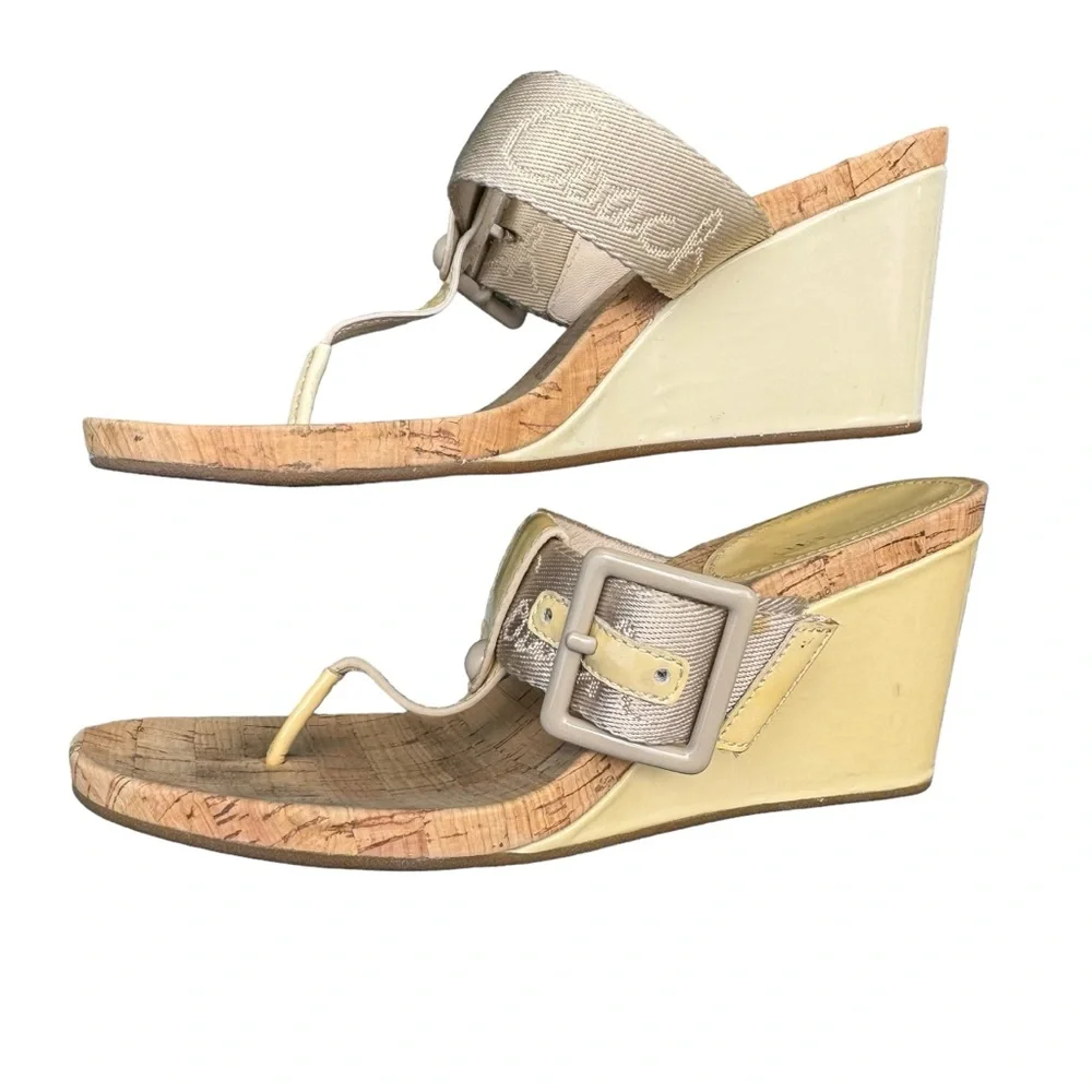 Coach Bernadette Cream/Beige Wedge Sandal Size 7